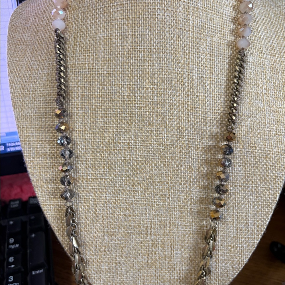 S61 Chloe and Isabelle Champagne and Peach Necklace